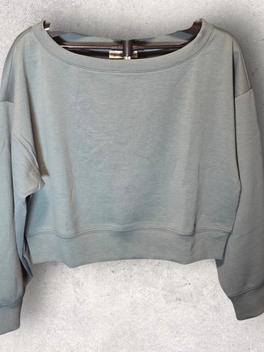 Women's Cropped Boatneck Sweatshirt - Ash Jade